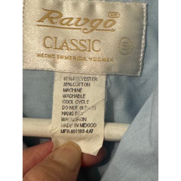 Ravgo Classic Vintage Men's Guayabera Button Up Short Sleeve Shirt Small - Picture 10 of 10